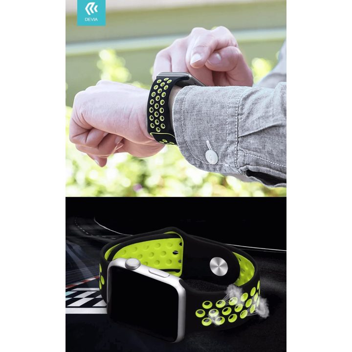 Silikoninė apyrankė Apple Watch 42/44/45/49 mm, juoda/geltona