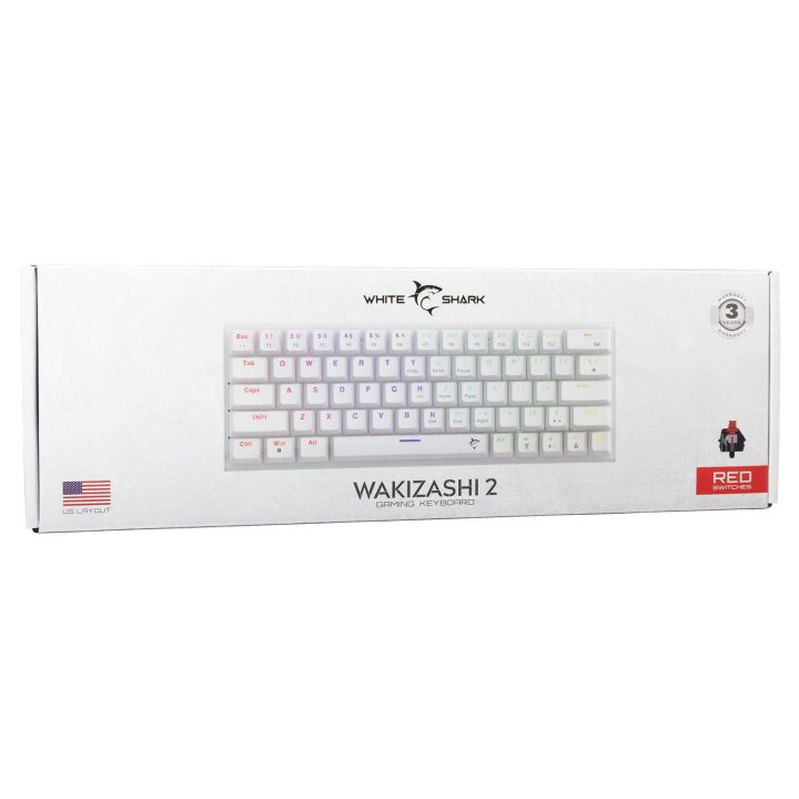 Balta White Shark Wakizashi 2 žaidimų klaviatūra