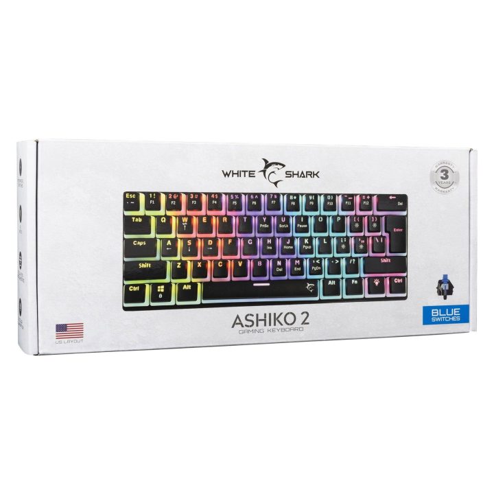 Mechaninė 61 klavišo žaidimų klaviatūra White Shark ASHIKO 2, juoda/mėlyna