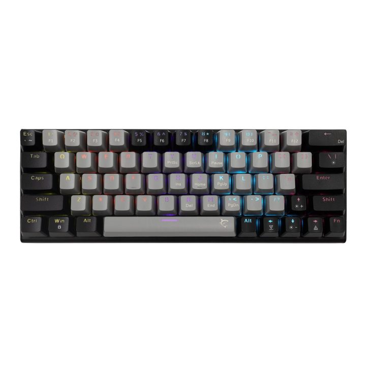 Kompaktiška 63 klavišų žaidimų klaviatūra White Shark Wakizashi 2, pilka ir juoda