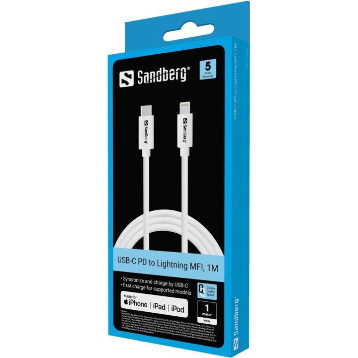 Sandberg USB-C–Lightning PD kabelis, 1 m