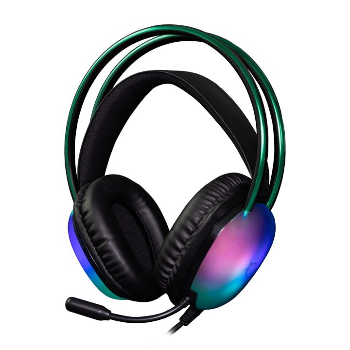 Juodos žaidimų ausinės White Shark Peacock-2 su RGB apšvietimu