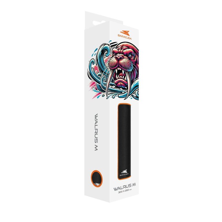 Žaidimų pelės kilimėlis Baracuda WALRUS M 300 x 250 mm, juodos ir oranžinės spalvos