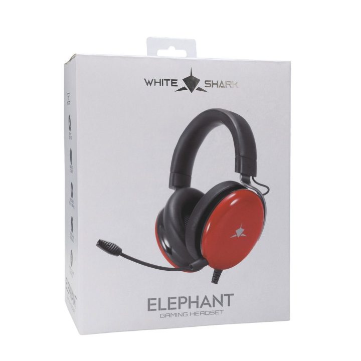 Raudonos žaidimų ausinės White Shark Elephant GH-2540