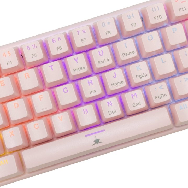 63 klavišų rožinė žaidimų klaviatūra White Shark WAKIZASHI 2