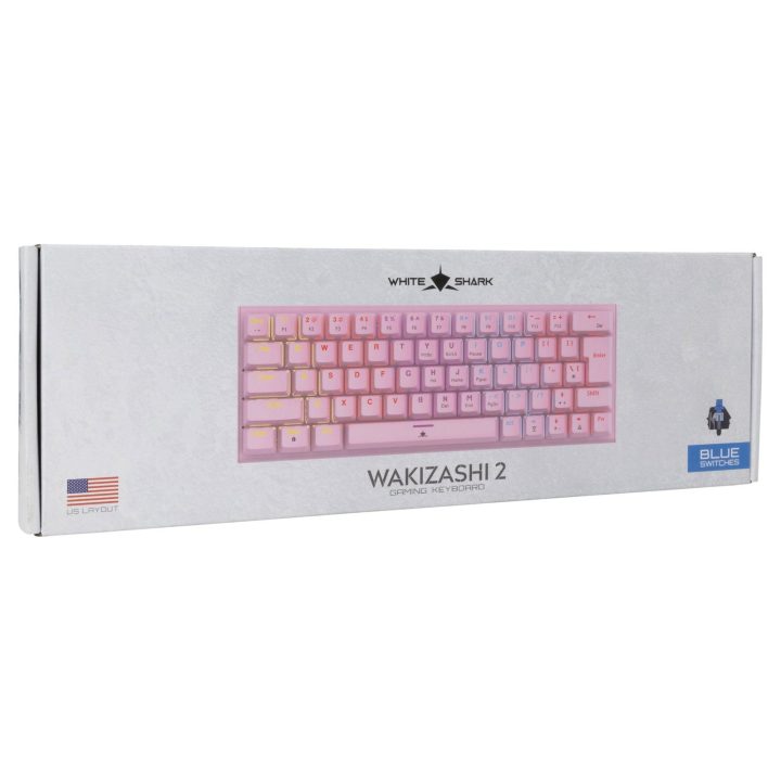 63 klavišų rožinė žaidimų klaviatūra White Shark WAKIZASHI 2