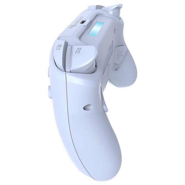Belaidis PS5 ir kompiuterio valdiklis su LED šviesomis, baltas