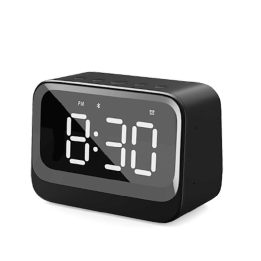 Juodas žadintuvas su LCD ekranu ir „Bluetooth“ garsiakalbiu