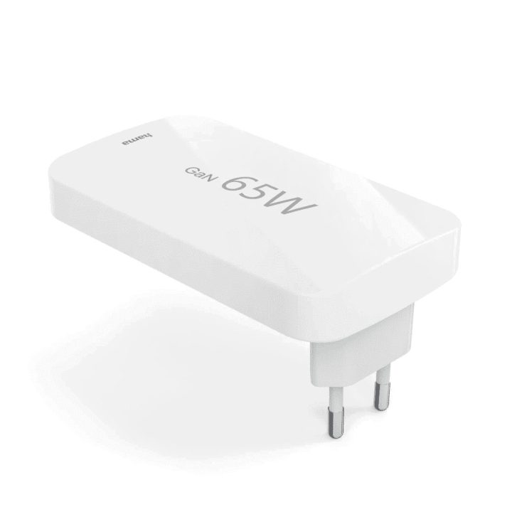 65 W baltas USB-C/USB-A įkroviklis