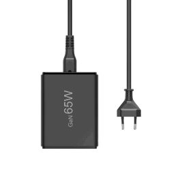 Juoda USB įkrovimo stotelė 65 W su USB-C ir USB-A