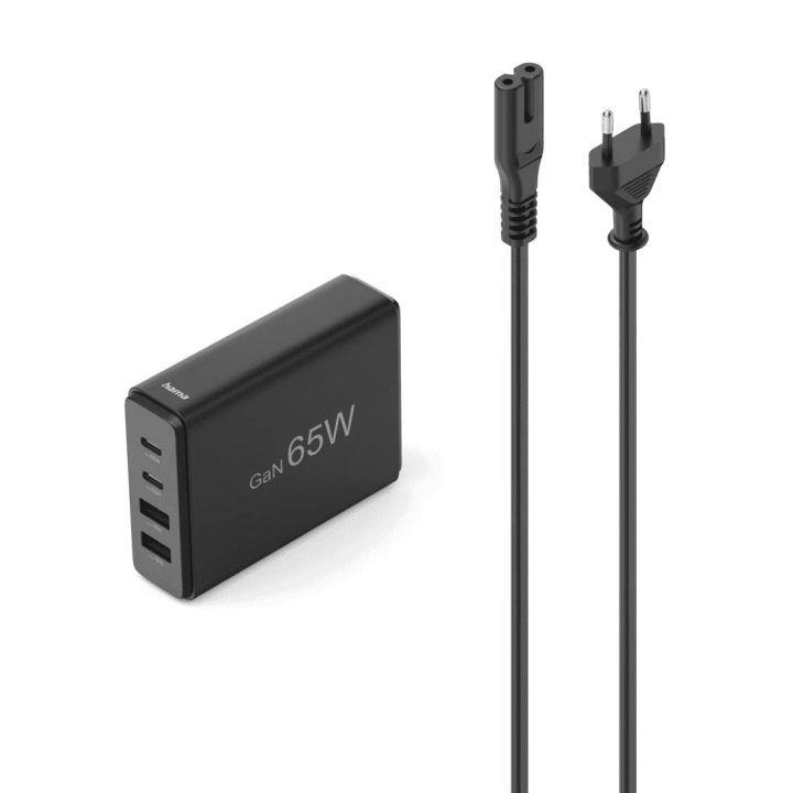 Juoda USB įkrovimo stotelė 65 W su USB-C ir USB-A