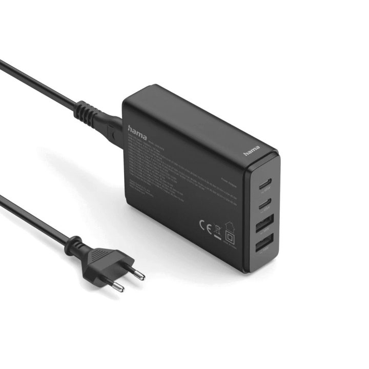 Juoda USB įkrovimo stotelė 65 W su USB-C ir USB-A