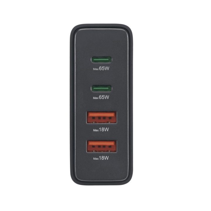 Juoda USB įkrovimo stotelė 65 W su USB-C ir USB-A