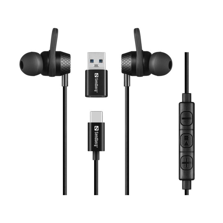 Į ausis įstatomos ausinės su mikrofonu Sandberg USB-C/A