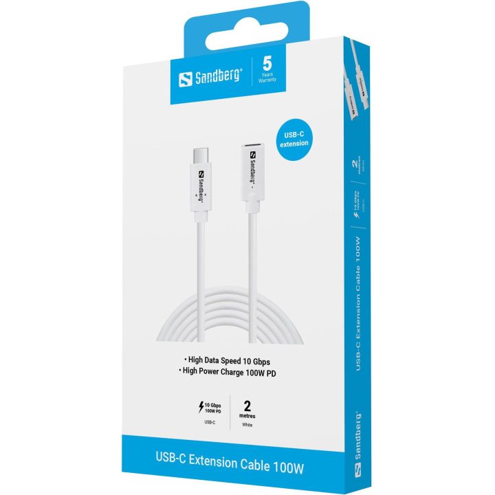 USB-C ilgintuvas 2 m, 100 W, 10 Gbps