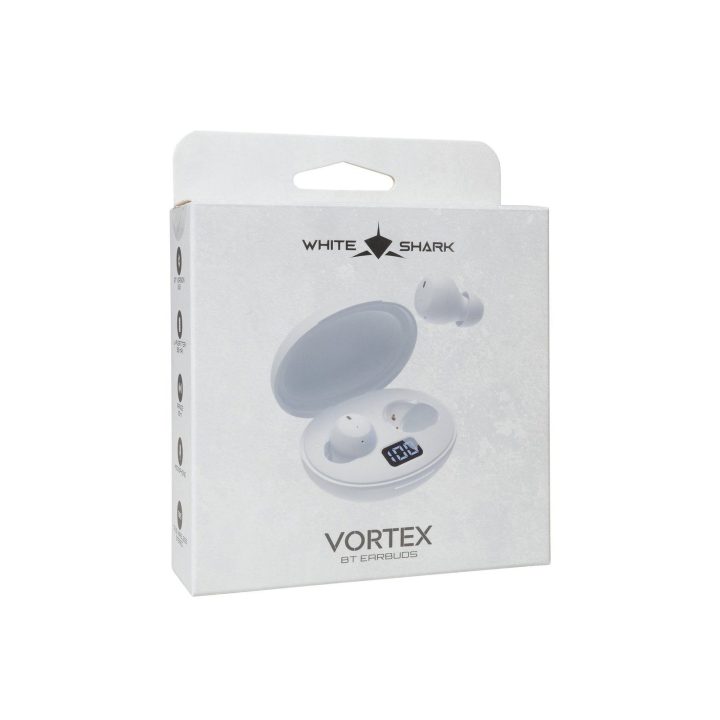 White Shark Vortex BT belaidės ausinės su įkrovimo dėklu, baltos