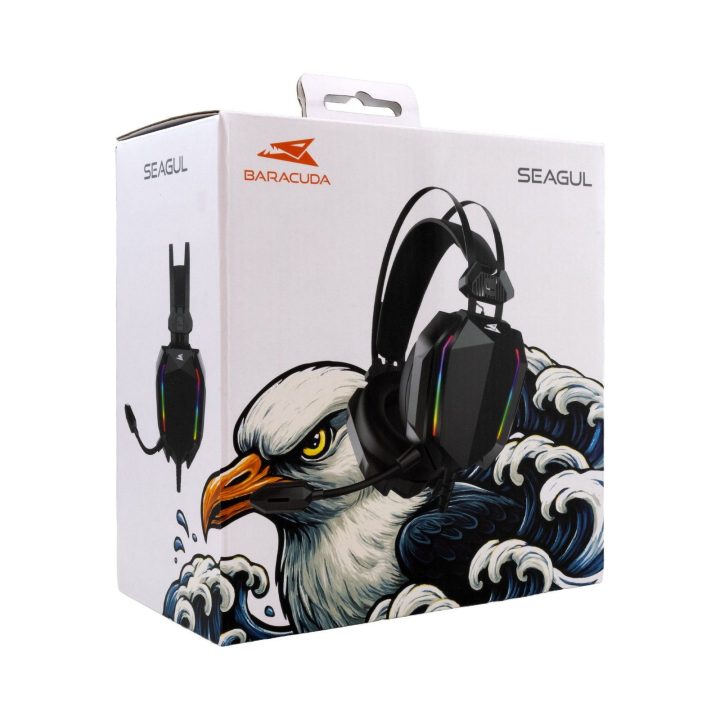 Žaidimų ausinės su mikrofonu Baracuda Seagul Black