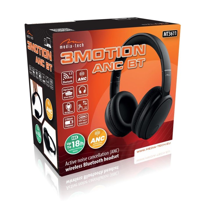 Media-Tech MT3611 3Motion ANC BT belaidės ausinės su ANC