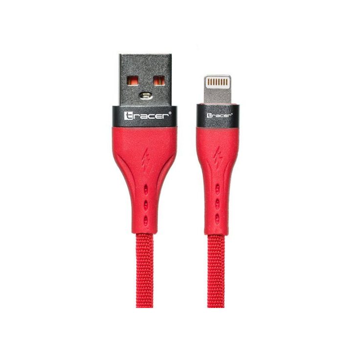 Raudonas USB A–Lightning laidas 1 m