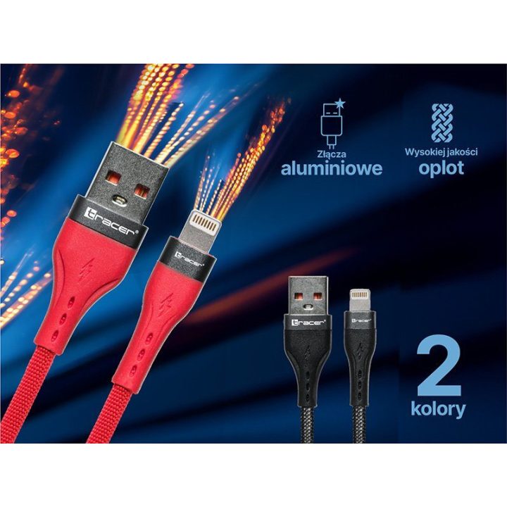 Raudonas USB A–Lightning laidas 1 m