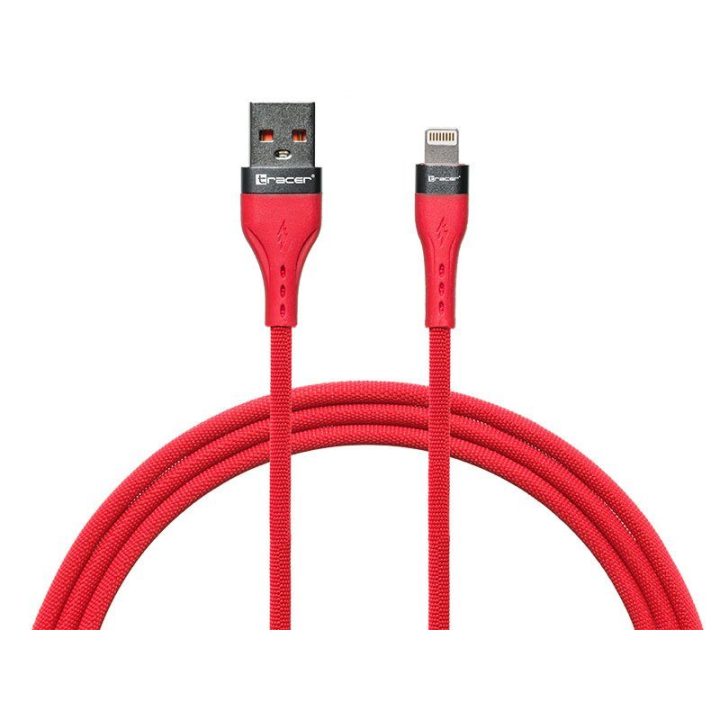 Raudonas USB A–Lightning laidas 1 m