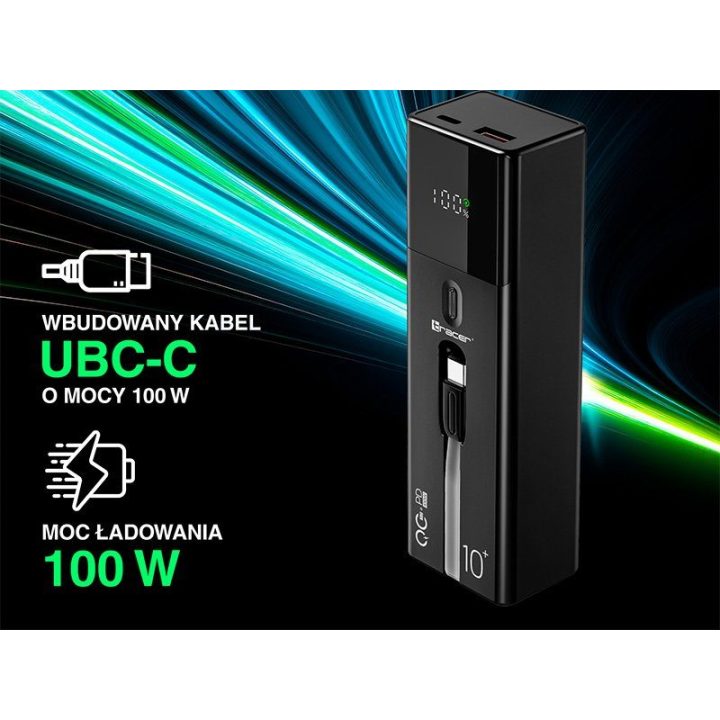 Išorinė baterija Tracer Quant 100 W 10 000 mAh
