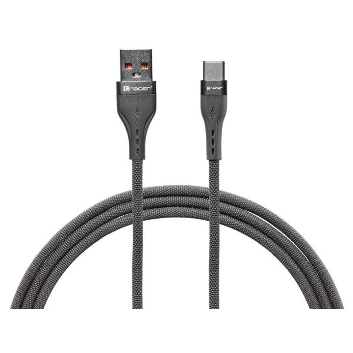 Pilkas USB-A–USB-C laidas, 1 m