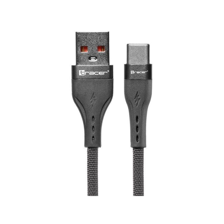 Pilkas USB-A–USB-C laidas, 1 m