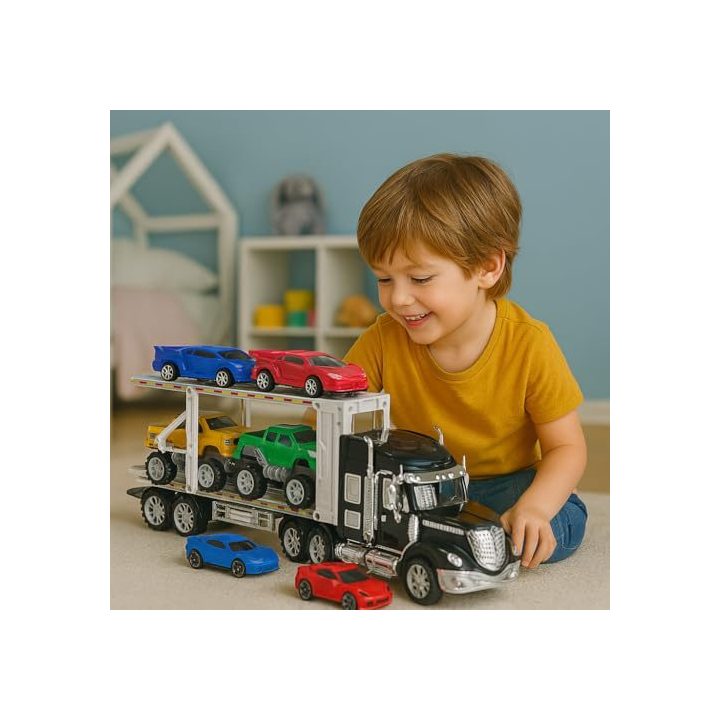 Trinties būdu valdomas automobilių transporteris su 4 automobiliais, 54 cm