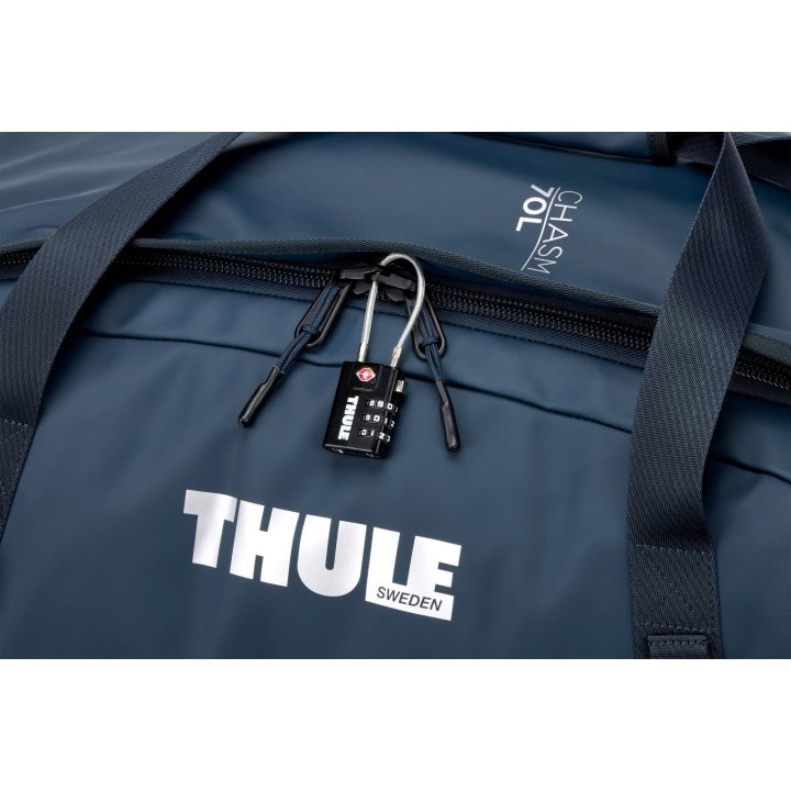 Tamsiai mėlynas Thule Chasm 70 L krepšys-kuprinė