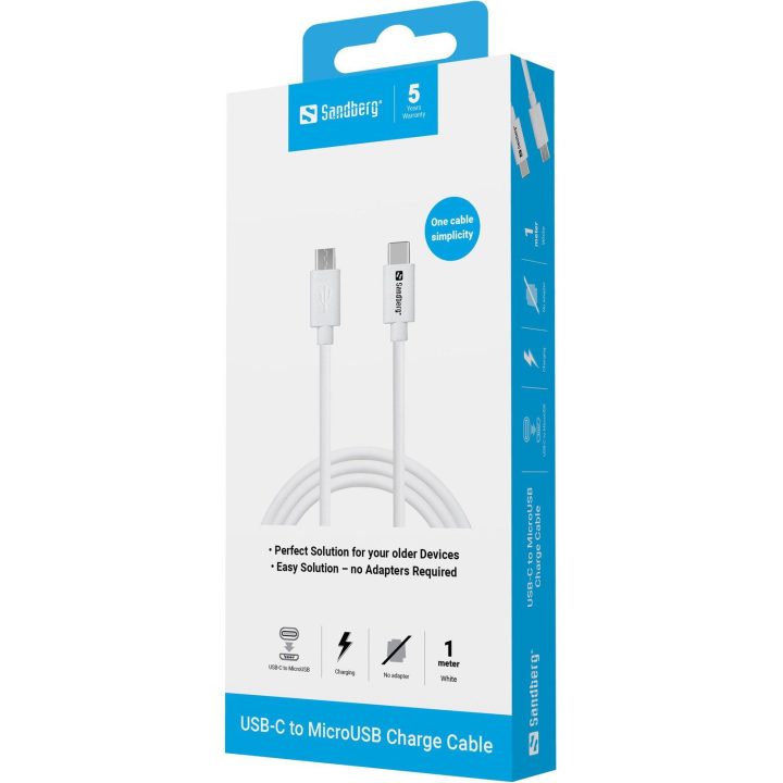 USB-C į MicroUSB įkrovimo kabelis, 1 m