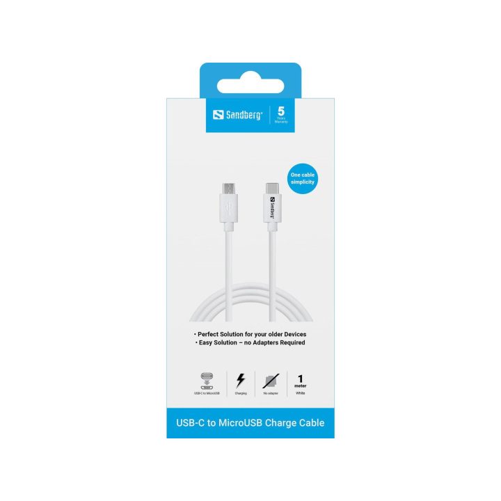 USB-C į MicroUSB įkrovimo kabelis, 1 m