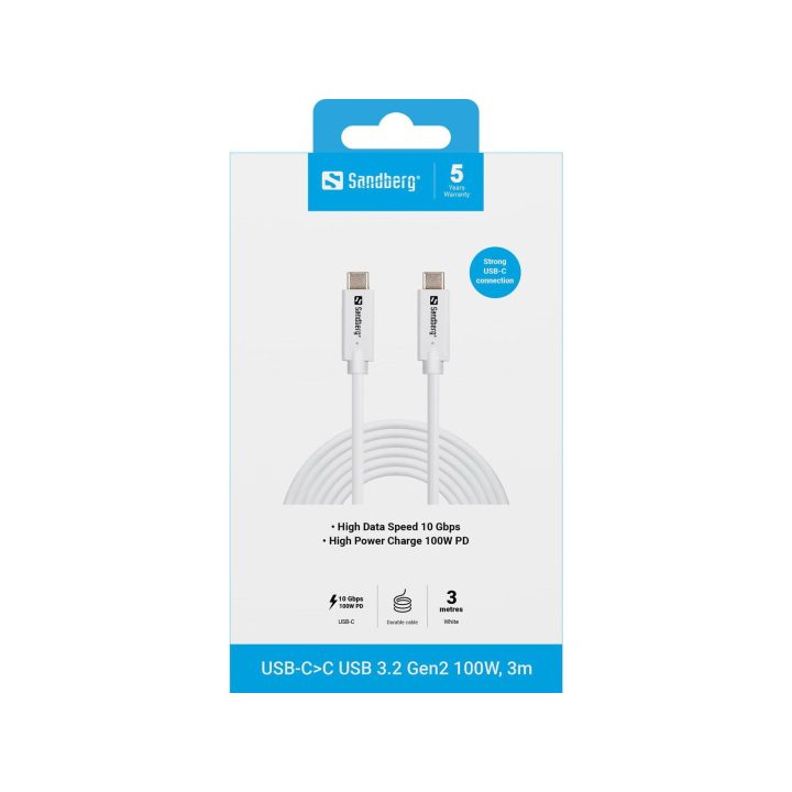 Sandberg USB-C į USB-C kabelis, USB 3.2 Gen2, 100 W, 3 m