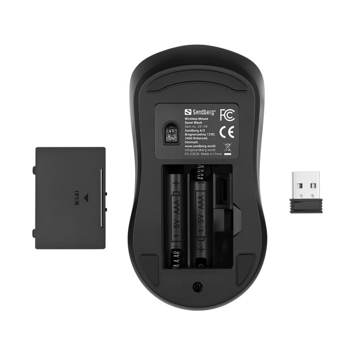 Belaidė pelė Sandberg Saver, juoda, USB-A