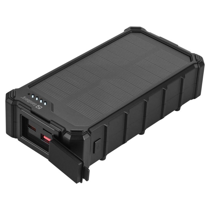 Saulės energija įkraunamas powerbankas su stovyklavimo žibintu, 20000 mAh