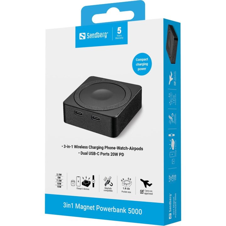 Sandberg 3in1 magnetinis powerbankas 5000