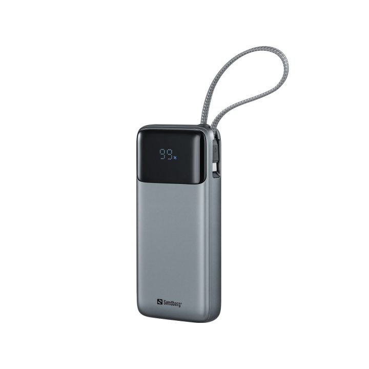 20000 mAh powerbankas su integruotu USB-C laidu, PD 67 W