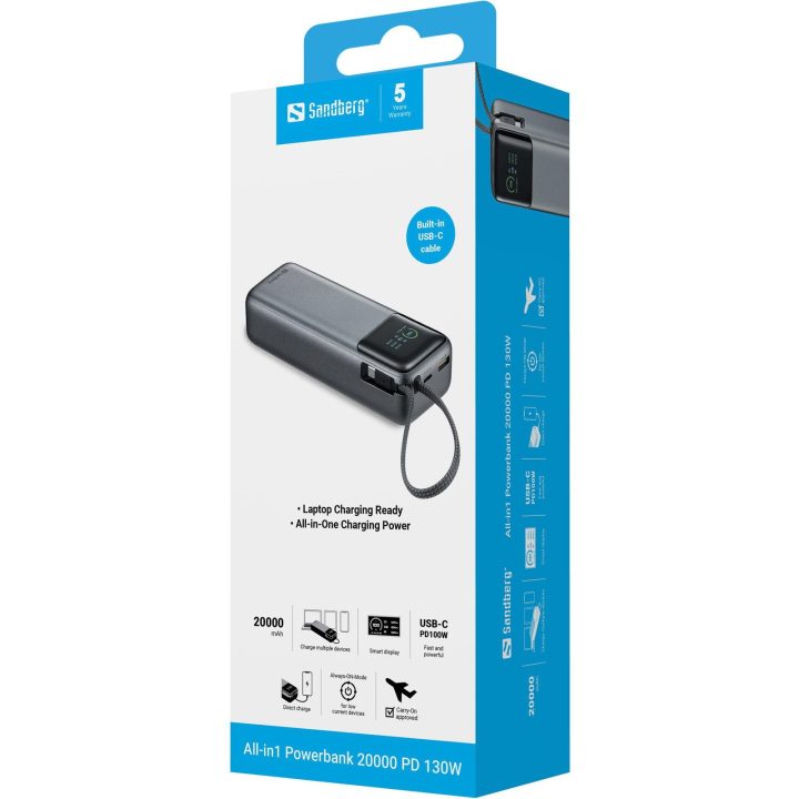 Sandberg 20000 mAh Powerbank su PD130W