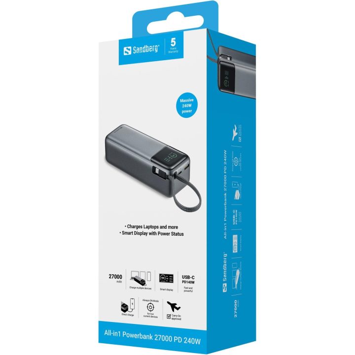 Sandberg All-in1 powerbank 27000, 240 W