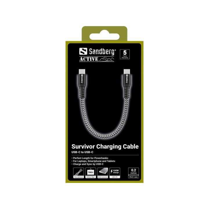 USB-C laidas 0,2 m, 100 W