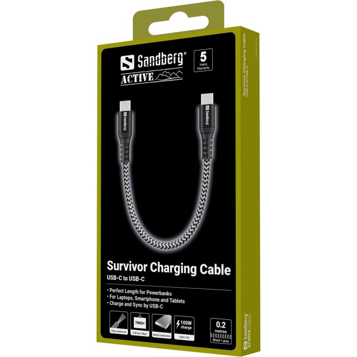USB-C laidas 0,2 m, 100 W
