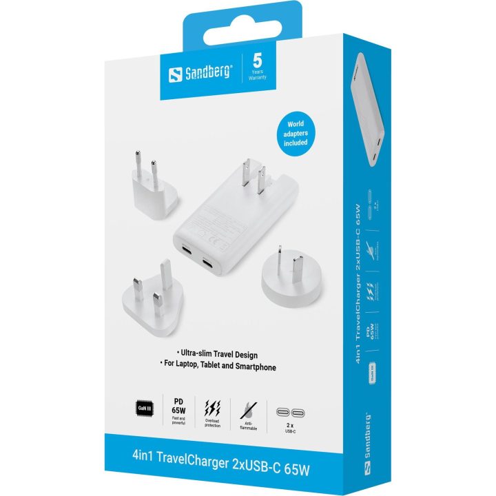Kelioninis įkroviklis su 2x USB-C 65 W