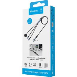 3in1 kelioninis įkrovimo laidas 100 W