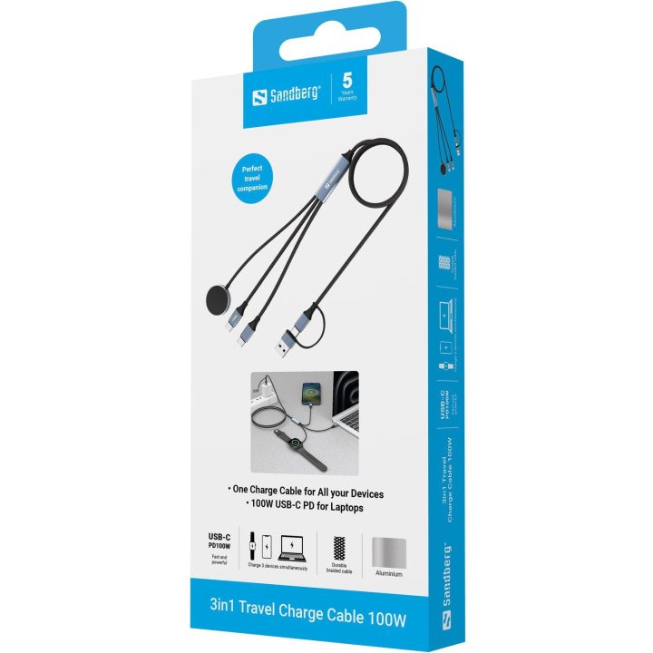 3in1 kelioninis įkrovimo laidas 100 W