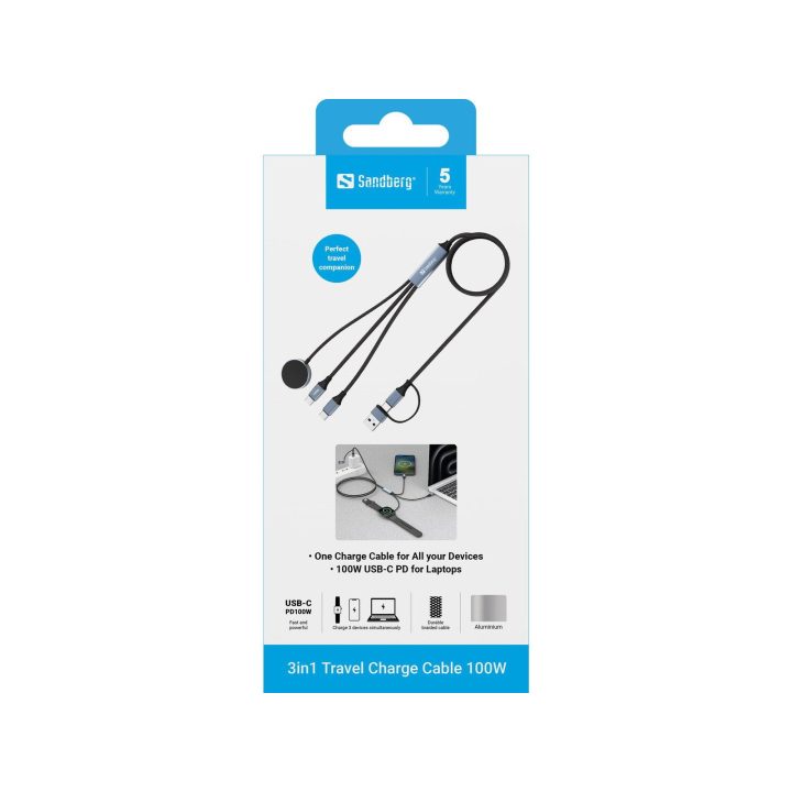 3in1 kelioninis įkrovimo laidas 100 W