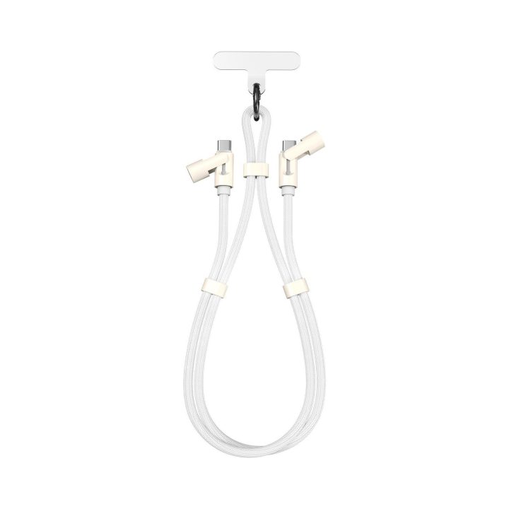 Baltas USB-C į USB-C virvelinis laidas 1,5 m