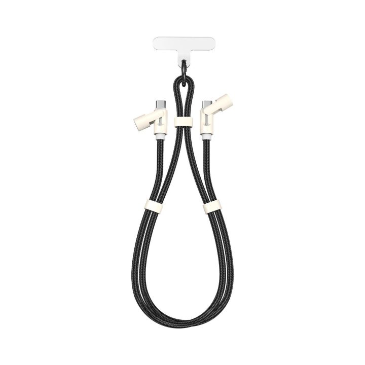 Juodas USB-C į USB-C virvelinis laidas 1,5 m