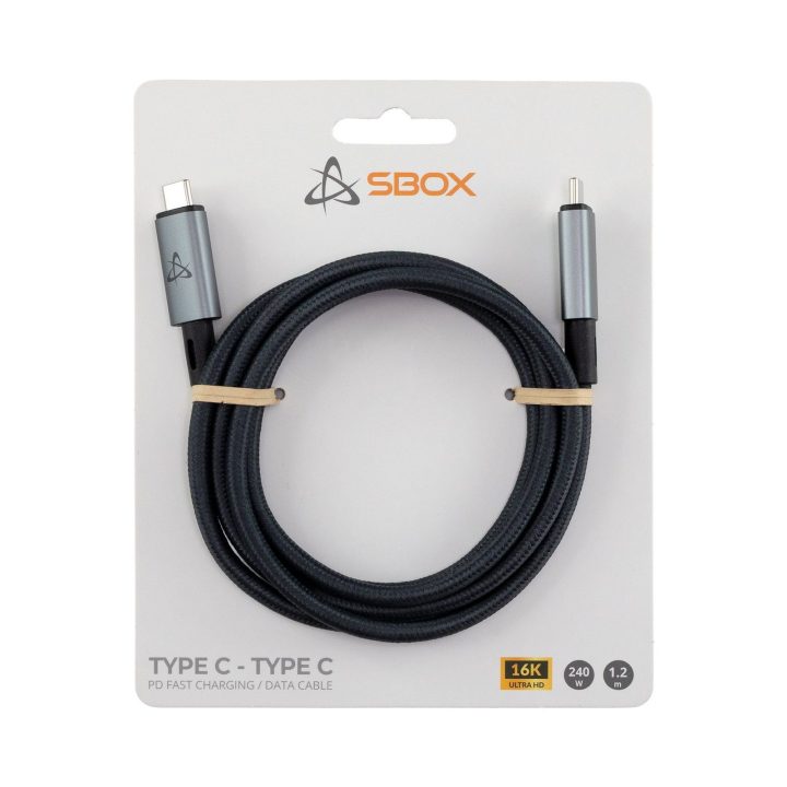 Sbox USB-C–USB-C laidas, 1,2 m, 240 W