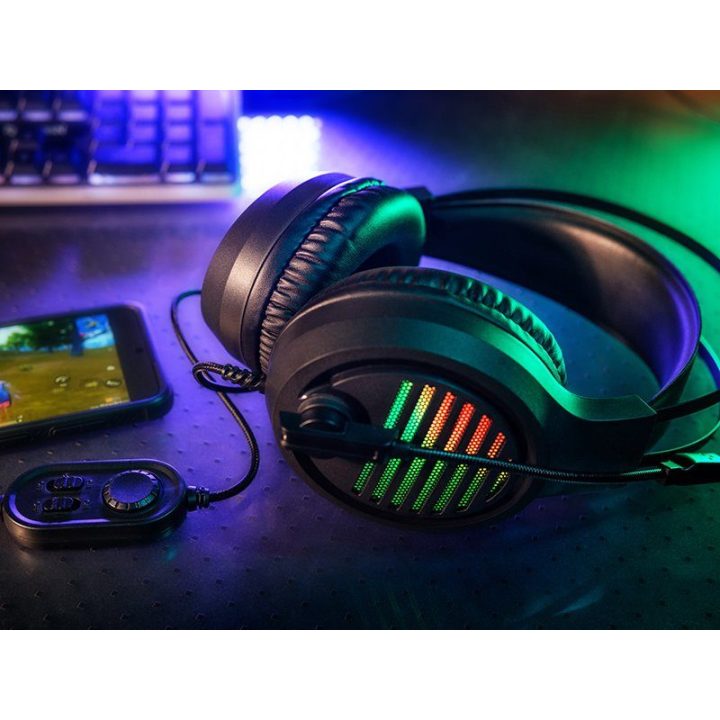 Juodos žaidimų ausinės Tracer GameZone GZ VPRO su RGB apšvietimu