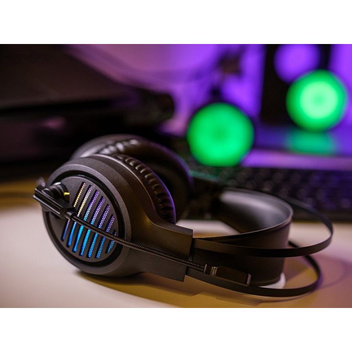 Juodos žaidimų ausinės Tracer GameZone GZ VPRO su RGB apšvietimu
